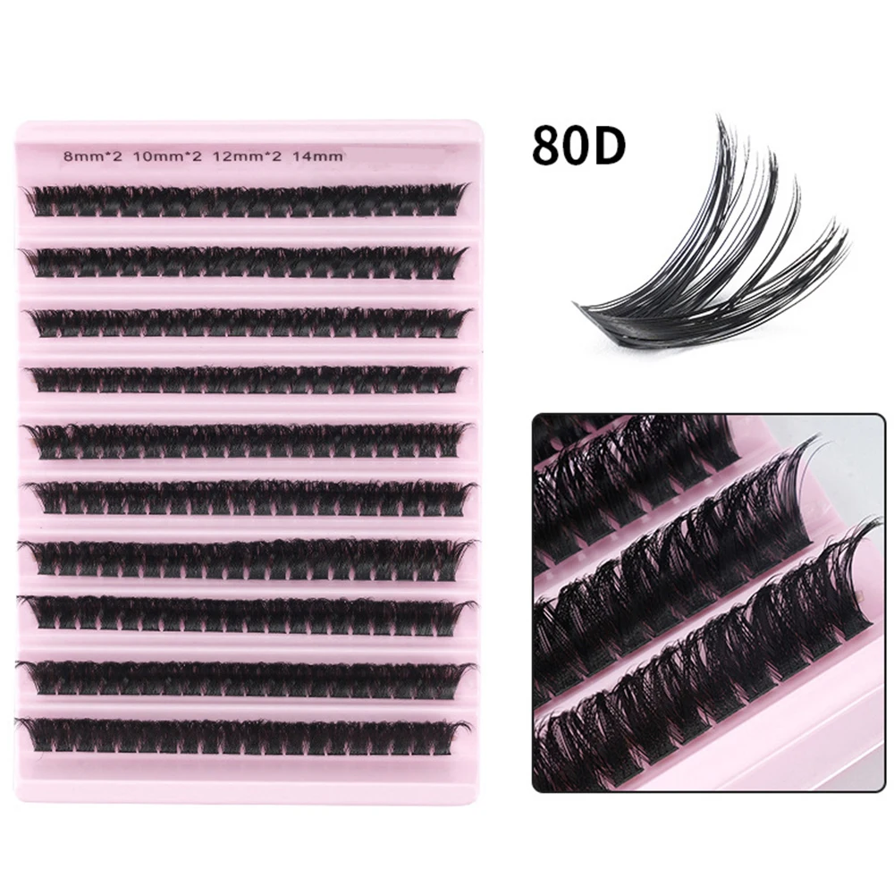 Kit de extensão de cílios finos de 200 peças: onda C/D, 8-14MM, estilos naturais e cosplay, fácil faça você mesmo e reutilizável