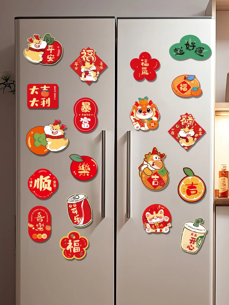 

Magnetic Refrigerator Sticker for Home Decoration, Creative Products, Spring Festival, Happy New Year's Day, 2021 New Year, Livi