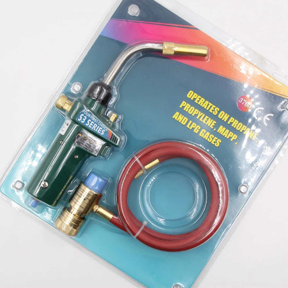 Mapp Welding Torch Piezo Ignition Gas Flame Soldering Tool 1.5m Hose CGA600 BBQ Heating Quenching HVAC Plumbing Brazing Torch