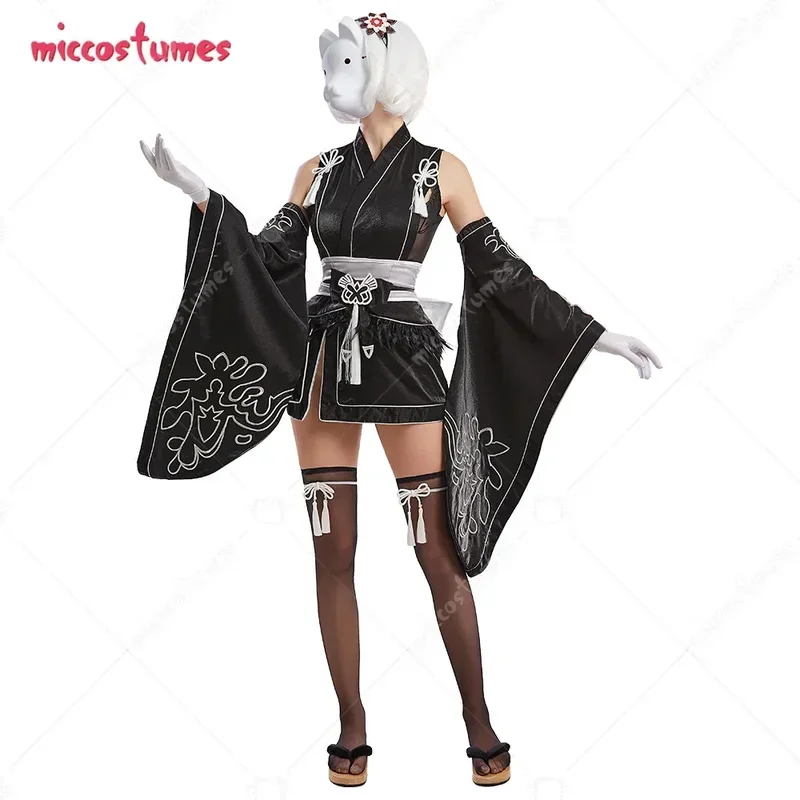 

Miccostumes женский 2B косплей костюм кимоно комплект для женщин костюмы для косплея