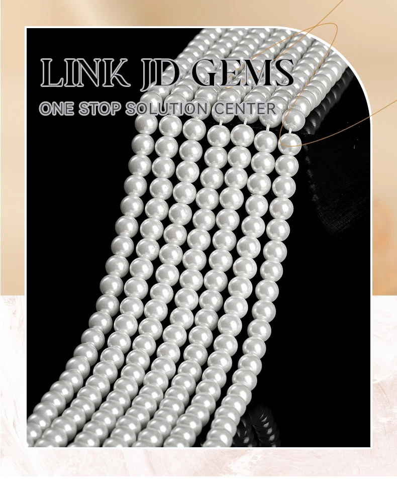 7A Hochwertige Glas-Imitationsperlen-Muschelperle, runde lose Zwischenperle für DIY-Armbänder, Ohrringe, Halsketten und Schmuckherstellung. – Detail 1