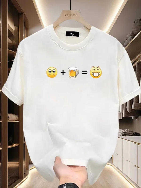 

Креативная футболка с забавным принтом, плотная, с коротким рукавом, летняя, прохладная, с круглым вырезом, свободного кроя, с рукавом до локтя