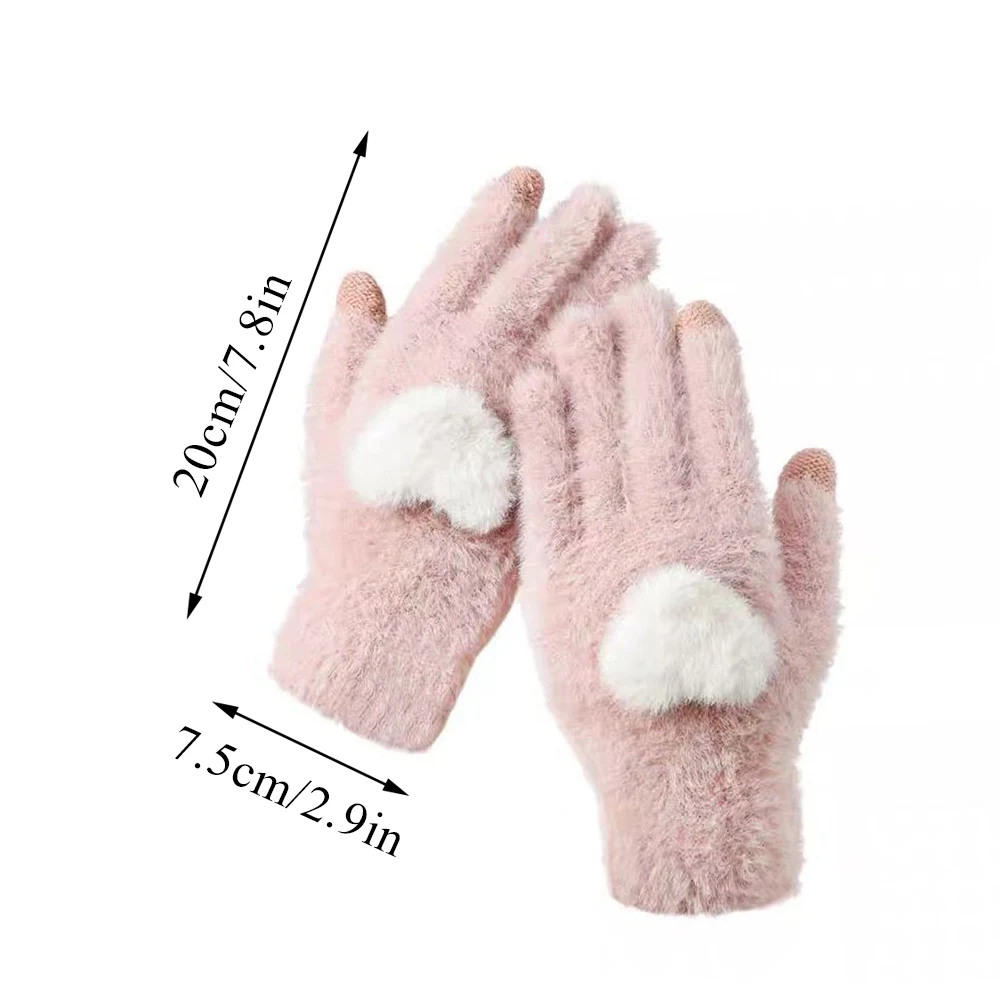 Gants à écran tactile résistants au froid pour femmes, mitaines unisexes en peluche Love Coussins, velours souriant, sports de plein air, cyclisme, hiver