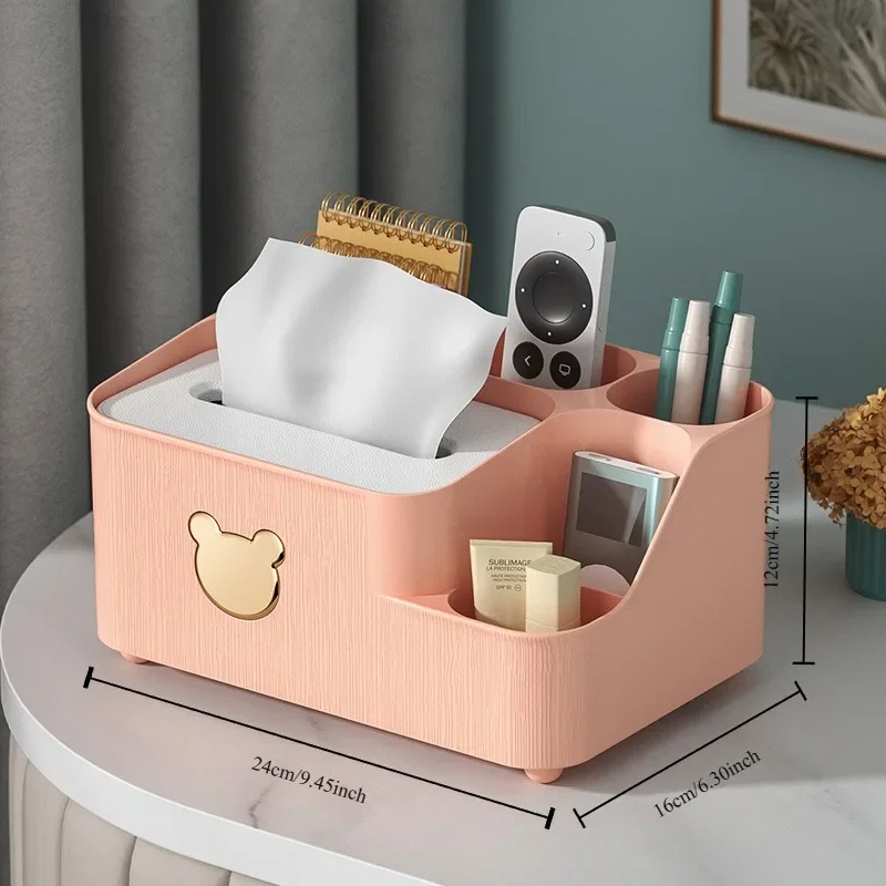 Tissue Storage Box Living Room Desktop Storage Multi-function Storage Box