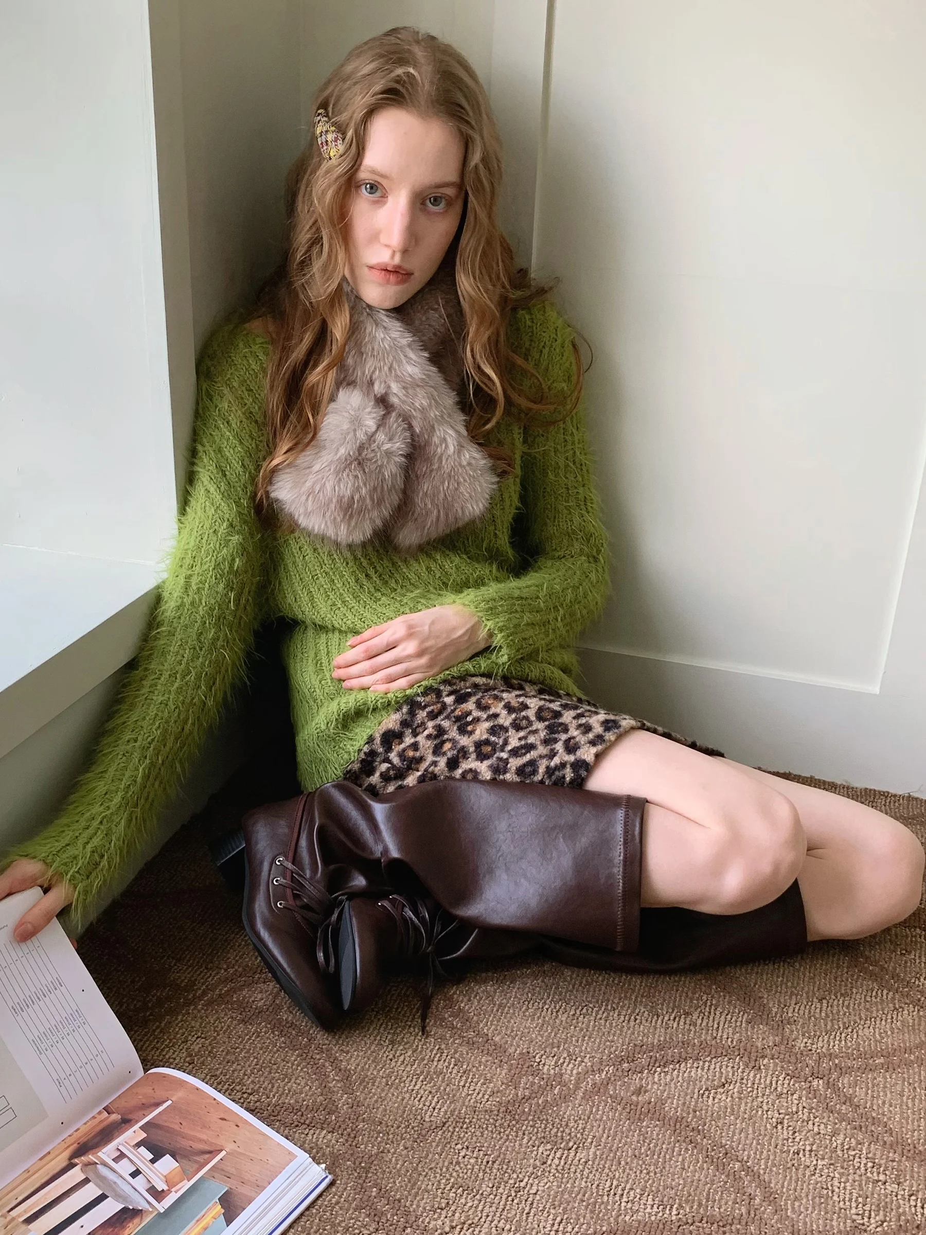 

JDE женский облегающий вязаный свитер винтажный длинный свек круглый пуловер из мягкой акриловой шерсти зимний топ