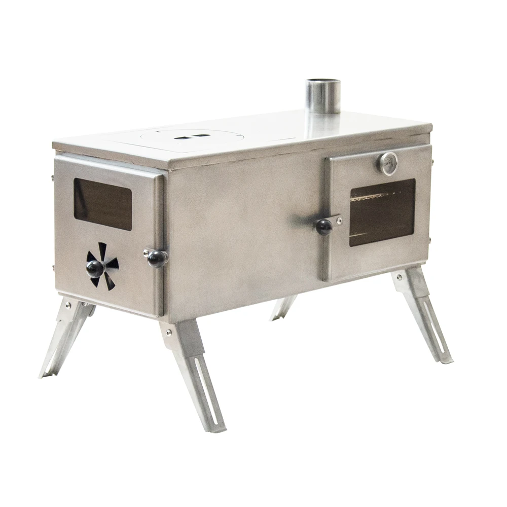 

Newest por wood cooking stove stainless steel camping stove with oven for hiking fishing