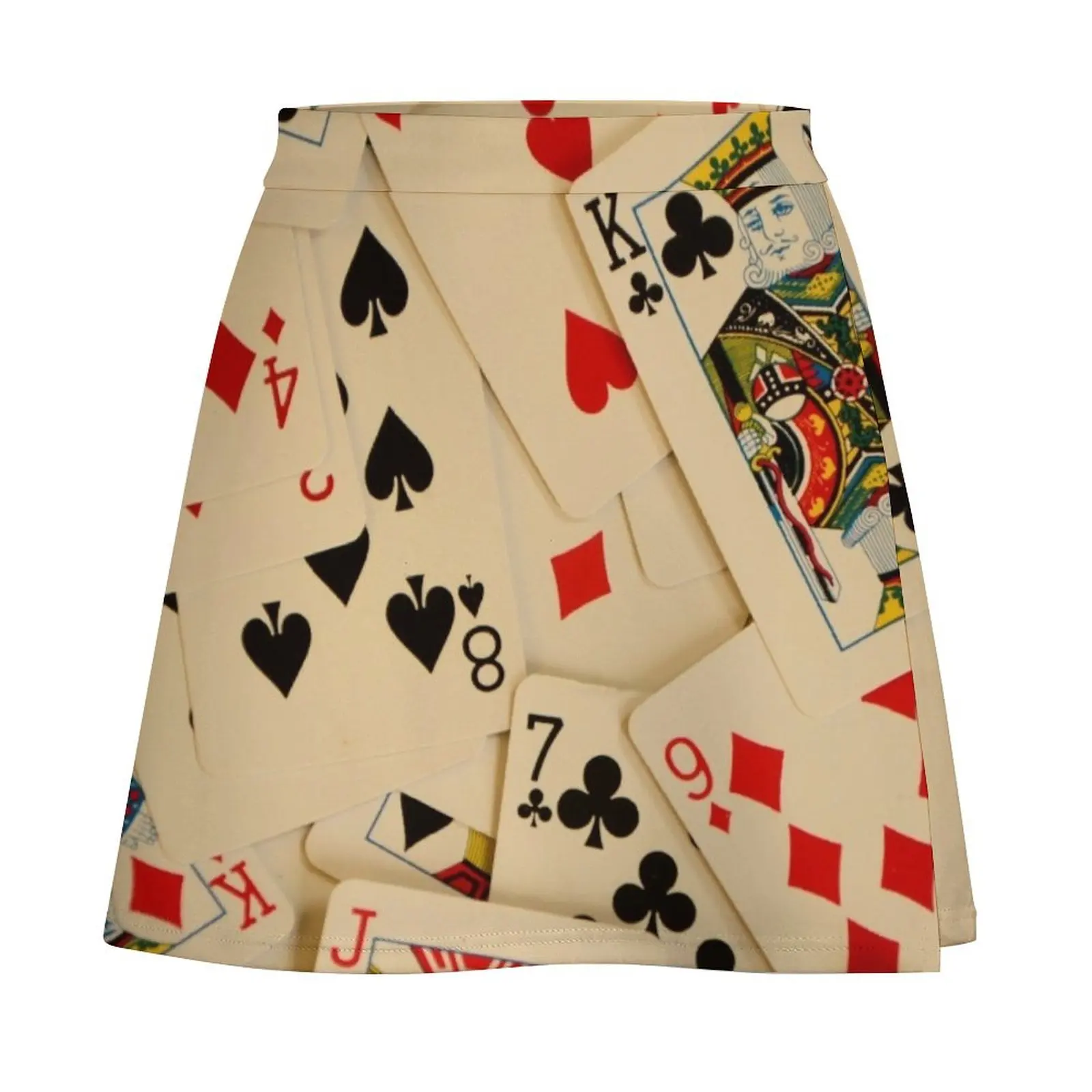 Scattered Pack of Playing Cards Hearts Clubs Diamonds Spades Pattern Mini Skirt Female skirt clothes for women Mini Skirt