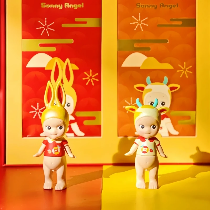 Hot Selling Genuine Sonny Angel Happy New Year Gift Box In Stock Cute Handmade Dolls Figurines Desktop Decorations New Year Gift