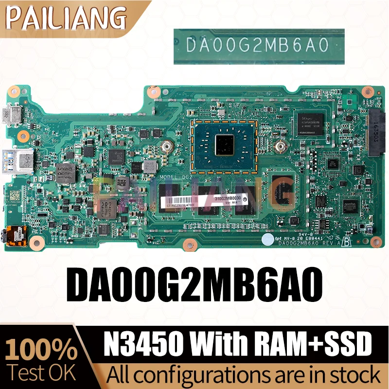 DA00G2MB6A0 Laptop Motherboard SR2Z6 N3450 With RAM SSD Notebook Mainboard Full Tested