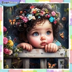 EverShine 초상화 다이아몬드 그림 소녀 공예 키트 자수 꽃 5D 다이아몬드 아트 2024 새로운 모자이크 벽 장식 거실