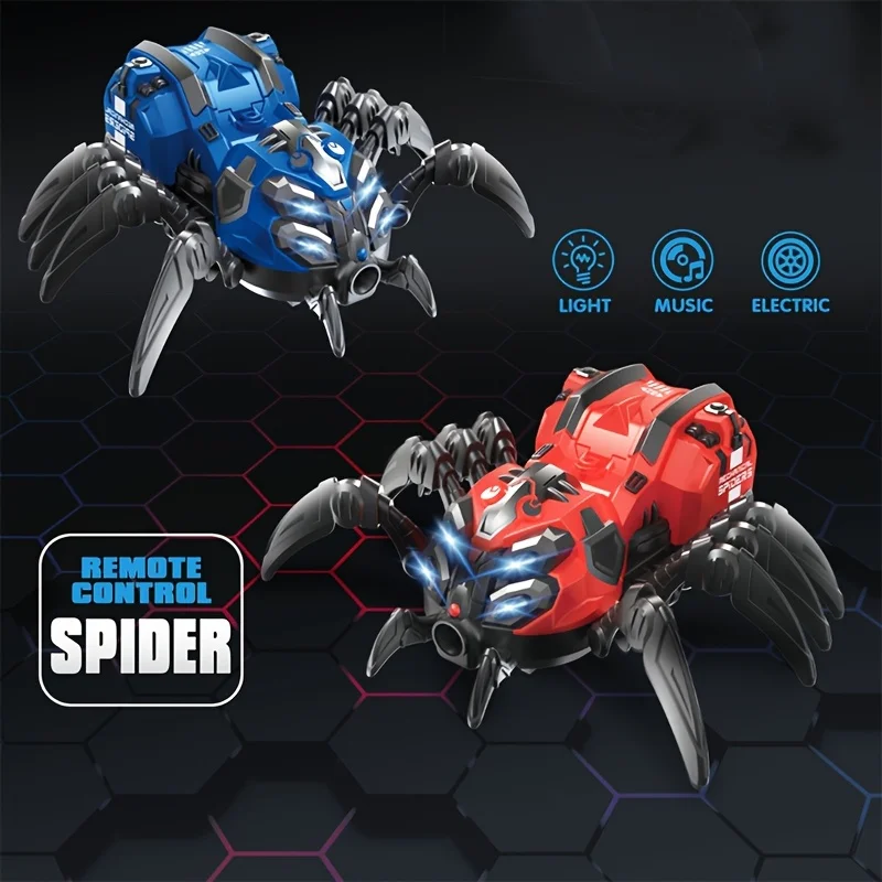 Robô aranha operado por bateria, música engraçada, azul, brinquedo interativo familiar, surpresa de aniversário