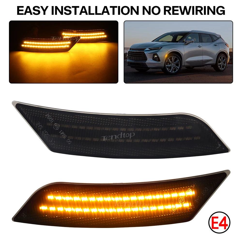 Smoked Amber LED Car Parking Signals Side Marker Light For 2017-2024 Cadillac XT5 2013 2014 ATS 2019 2020 2021 2022 Chevy Blazer