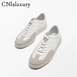 Classic Designer Style Sneakers Comfortable Casual Shoes for Men Lace Up Round Toe Flats Leather Canvas Spliced Sneakers Custom