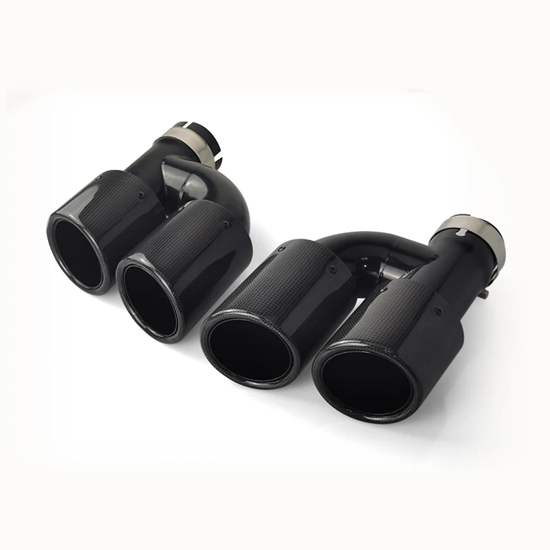 

Factory Export High Quality Crabon Fiber Exhaust Dual Pipes H Type Fit For Audi A4LA5A6L Modify S4S5S6 Black Tail Tips