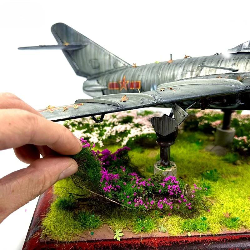 Colorful Flower Cluster Vegetation Scene Platform Material Simulation Grass and Petal Model DIY Handmade Scene Making