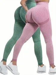 High-Waisted Yoga Leggings For Women Solid Color Tummy Control Sportswear Comfortable Fitness Tights Activewear