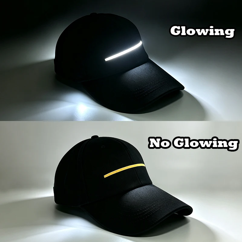 Fashion Decorate Baseball Cap With LED Light Night Running Jogging Cap Glow In The Dark