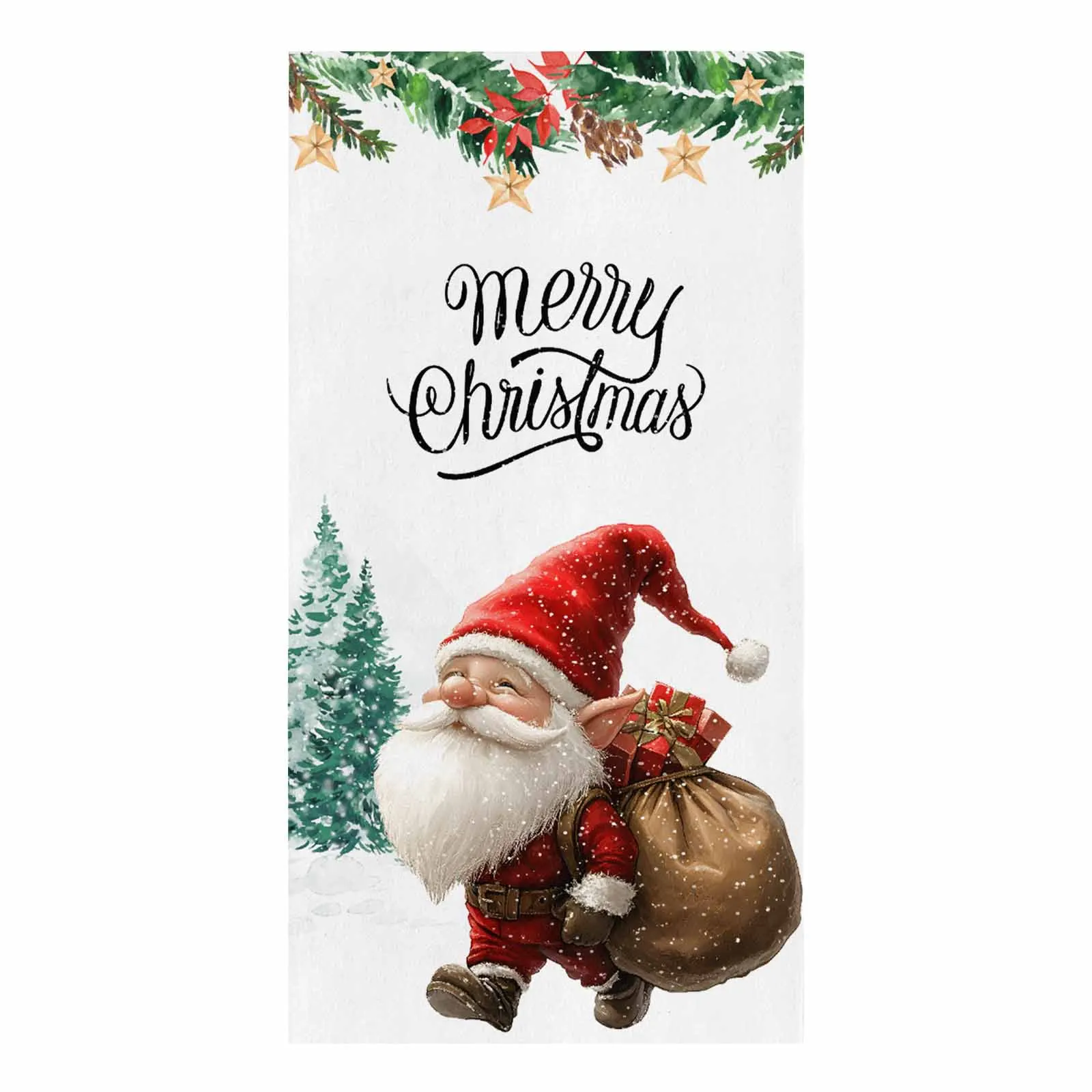 Christmas Tree Watercolor Goblin Gift  Microfiber Towel Absorbent Kitchen Cleaning Cloth Dish Towel Household Cleaning Towel