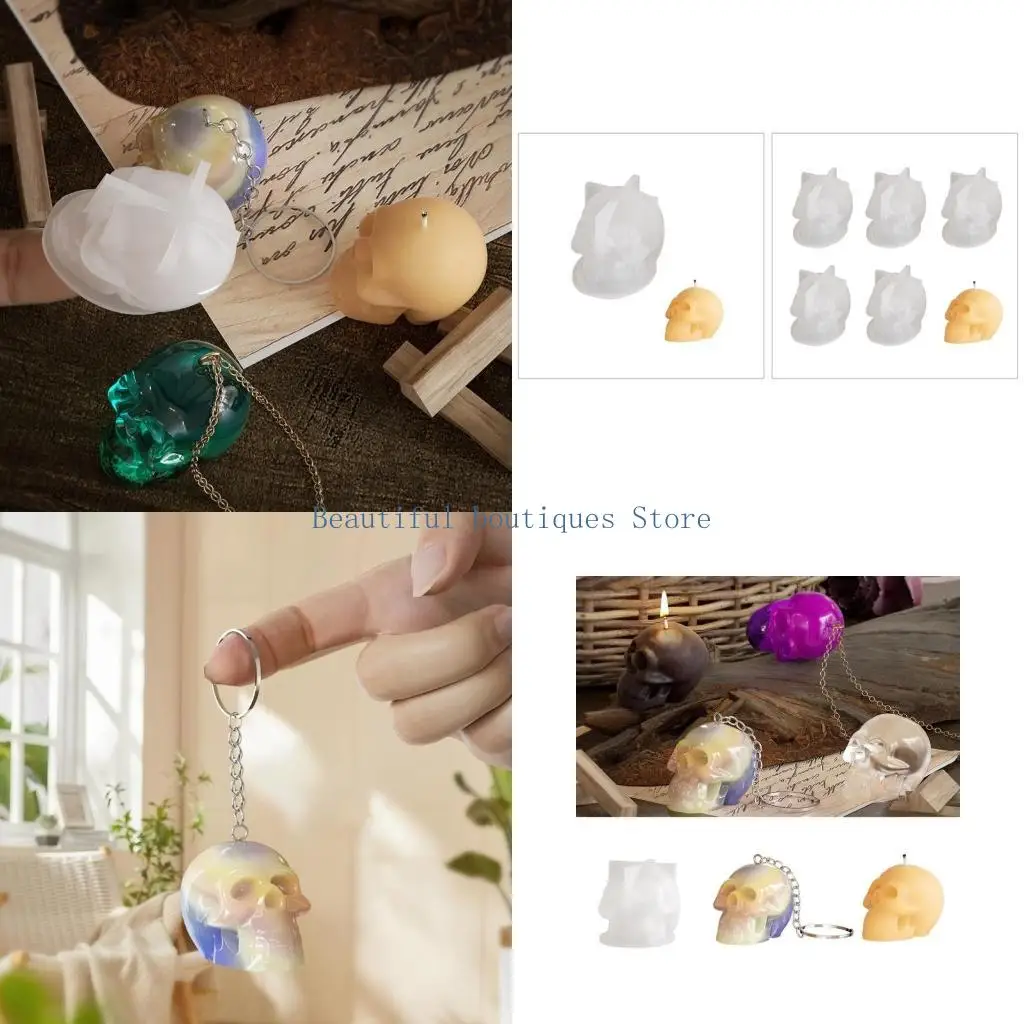 U4LF Skull Silicone Mold for DIYs Resin Crafts Handmade Jewelry Pendant Castings Molds Handmade Making Supplies