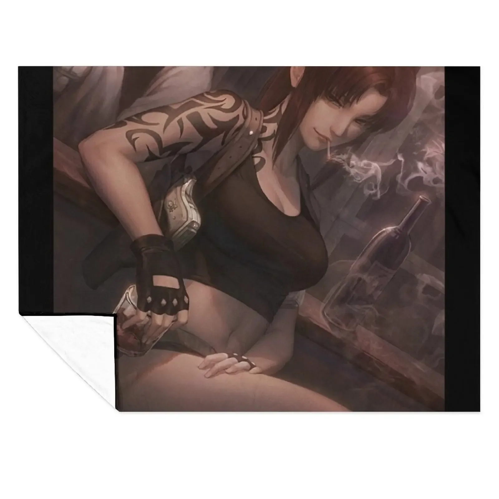 

Empower like Revy: Get the ultimate Black Lagoon two-hand gun woman sexy manga beauty apparel Throw Blanket Bed linens Blankets