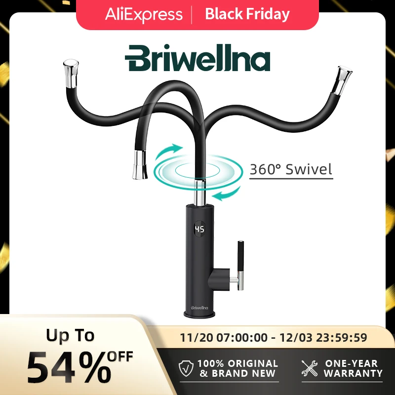 Briwellna-grifo eléctrico con caño Universal, calentador de agua instantáneo de acero inoxidable, 220V