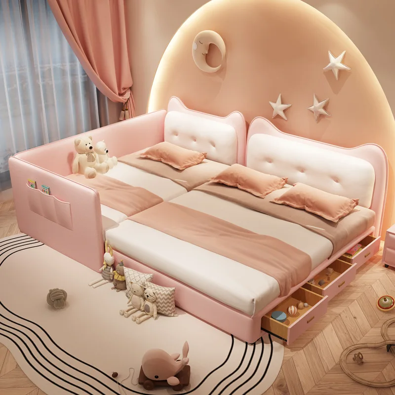 Children's furniture twin parent-child bed girl princess bed guardrail splicing bed a family of four mother beds