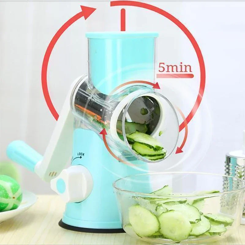 3-in-1 Manual Rotation Vegetable Fruit Slicer Round Cutter Potato Grater Spiralizer Vegetable Chopper Kitchen Home Tools