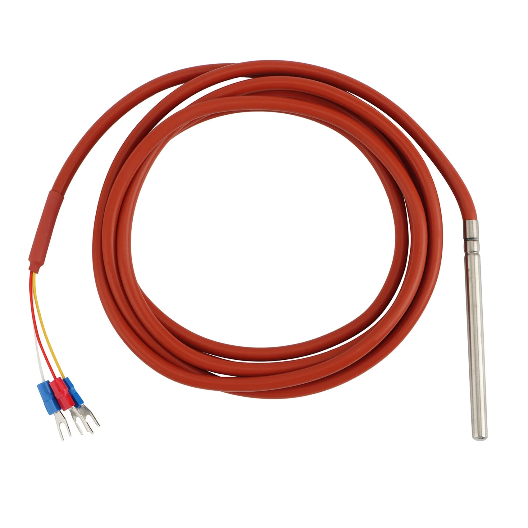 PT100 RTD Temperature Sensor 6mmx80mm Class B 2M Silicone Gel Coated Wire Resistance Pt 100 Stainless Steel