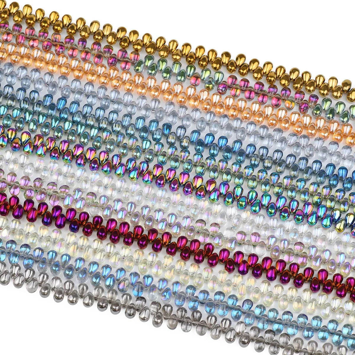 1 Strand About 90Pcs 6mm Crystal Glass Water Drop Shape AB Color Beads For DIY Bracelets Necklaces Jewelry Making Craft Supplies
