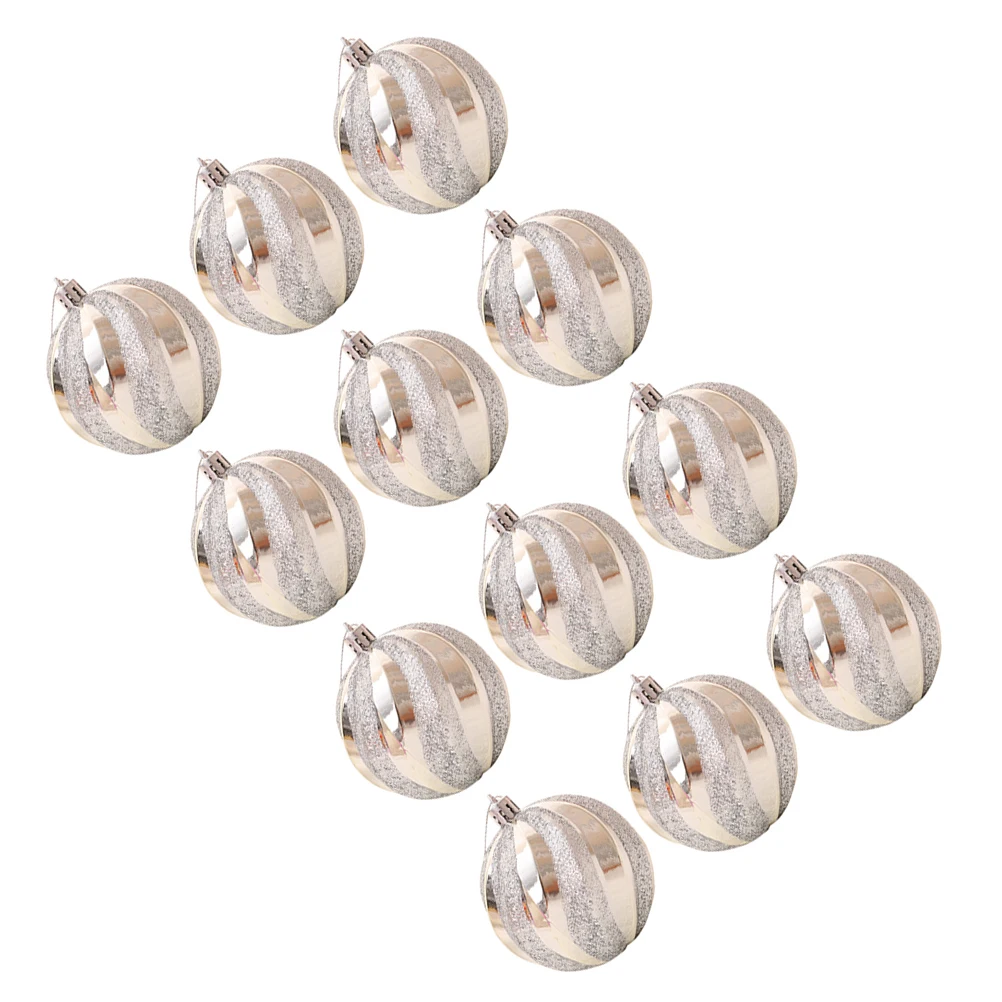 

12 Pcs Christmas Ball Ornament Hanging Decorations Glitter Balls Tree Party Home Office Plastic Festive