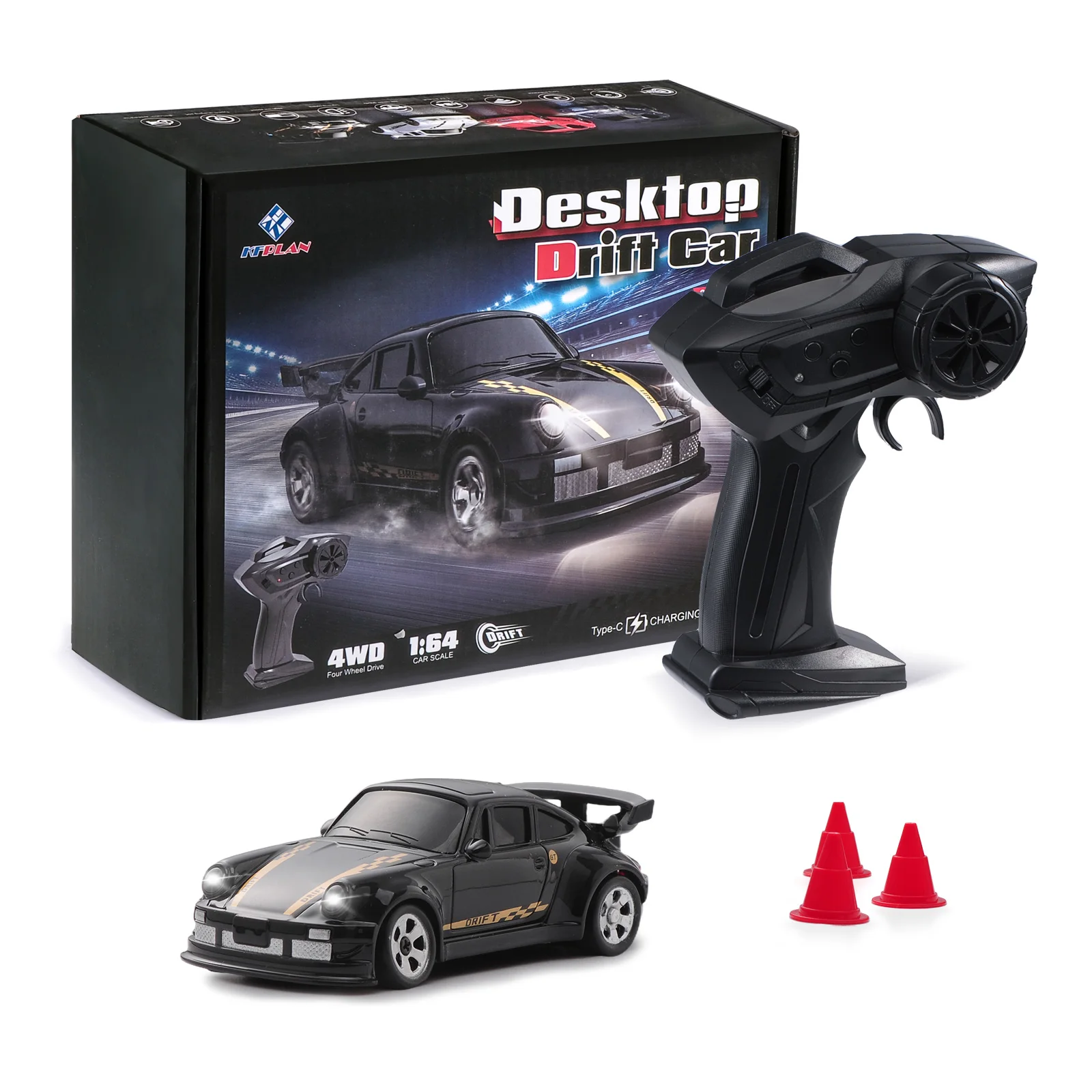 KF20 1:64 RC Drift-Auto 4WD 2,4G Hochgeschwindigkeits-Mini-Ferngesteuertes Rennauto Desktop-Wettbewerbsfahrzeuge Spielzeug
