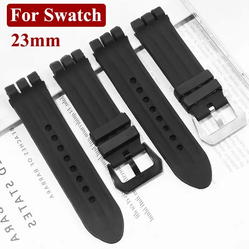 23mm Silicone Watch Band for SWATCH YOS440 413 424 Series Replacement Rubber Wrist Bracelet Men Sport Watch Strap Accessories