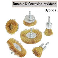3/5Pcs Brass Wire Brush Set - Heavy-Duty Grinding Wheel & Cup Brush Attachments for Drills