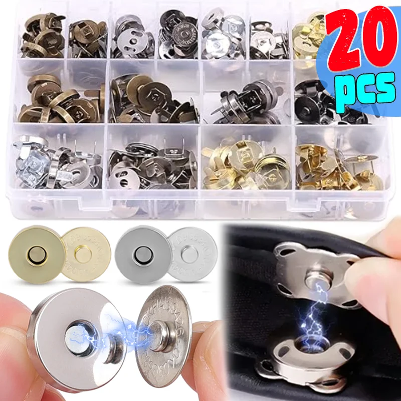 

3-20Sets Invisible Magnetic Fastener No-stitch Bag Button Wallet Handbag Magnetic Buckle Metal Easy-Attach Accessories 14/18mm