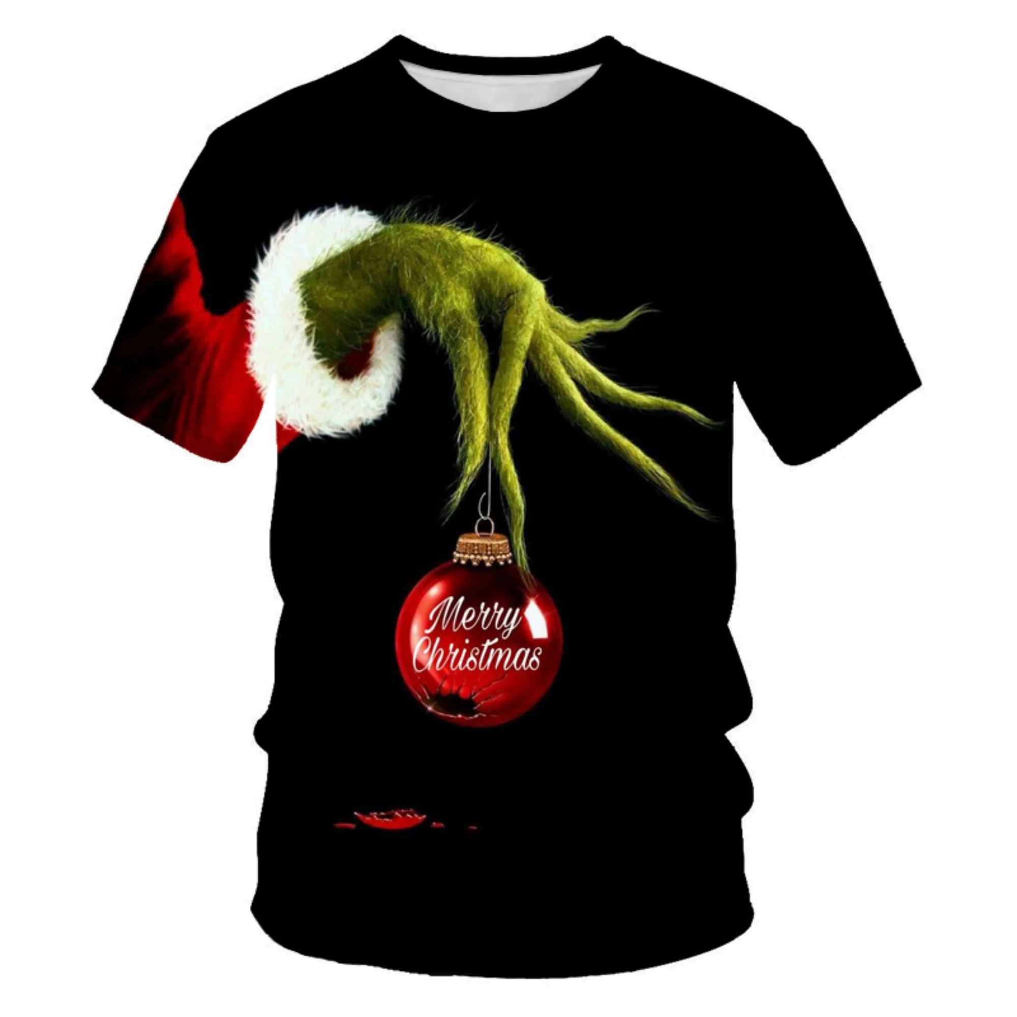 

Men's Quick-dry T-shirt Christmas Hand Graphic Tee Black Festive Pattern HolidayCasual Daily Wear Trendy Comfortable Dry Tee