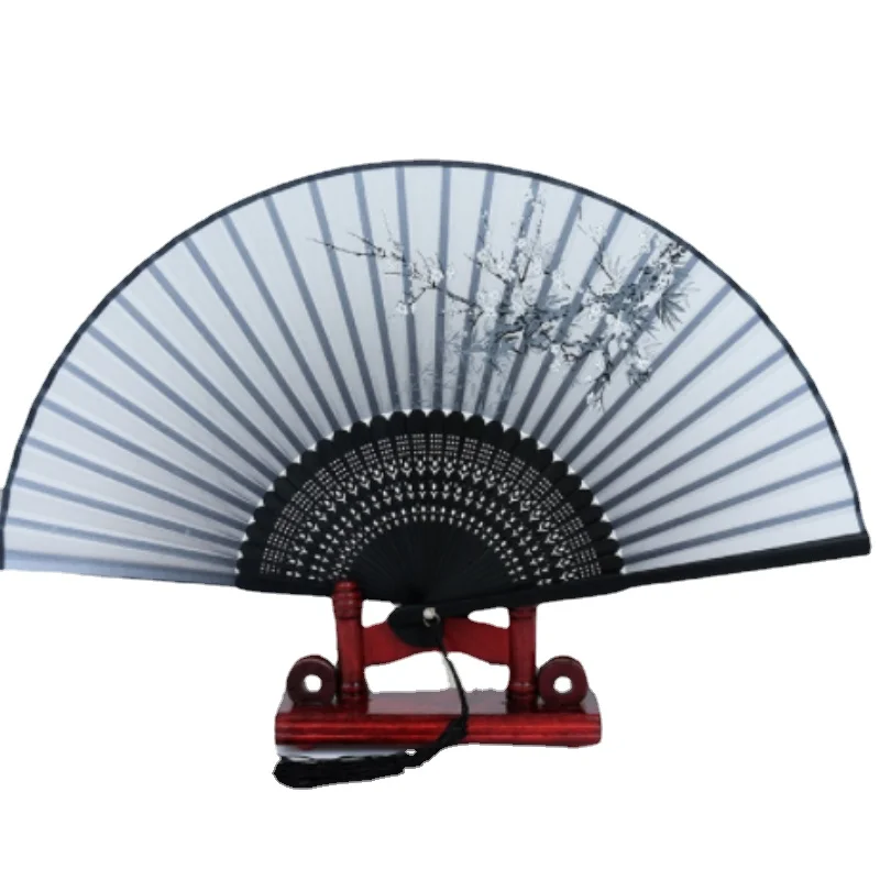 Retro Style Folding Fan Female Japanese Pattern Retro Cloth Art Craft Gift Home Decoration Ornament Dancing Hand Fan image 3