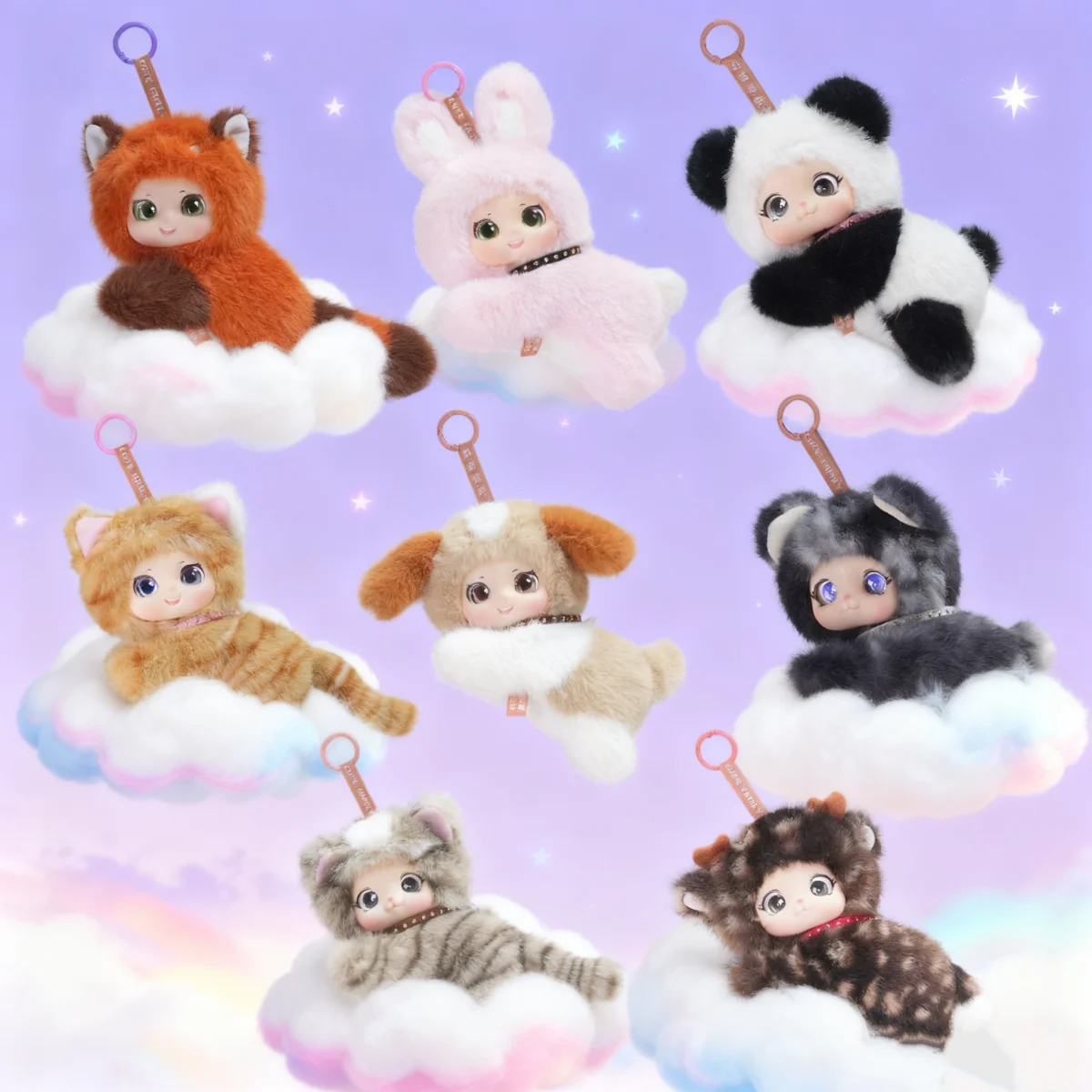 Cute Random Pattern Plush Toy Animal Rabbit Stripe Cat Vinyl-Plush Toys Giant Panda Lying Posture Animal Birthday Xmas Gifts