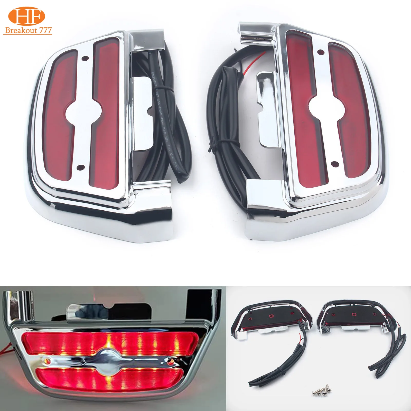 

Silver LED Passenger Footboard Floorboard Cover for Harley Touring Road King