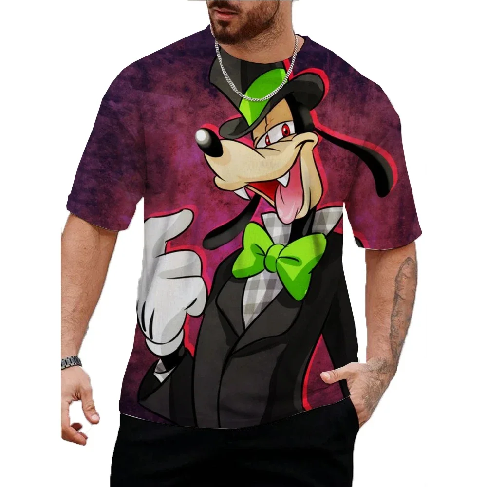 Disney Summer Men Women Fun Goofy T-shirt Cartoon 3D Printed Tops Tees Male Fashion Short Sleeve Clothing Casual Streetwear