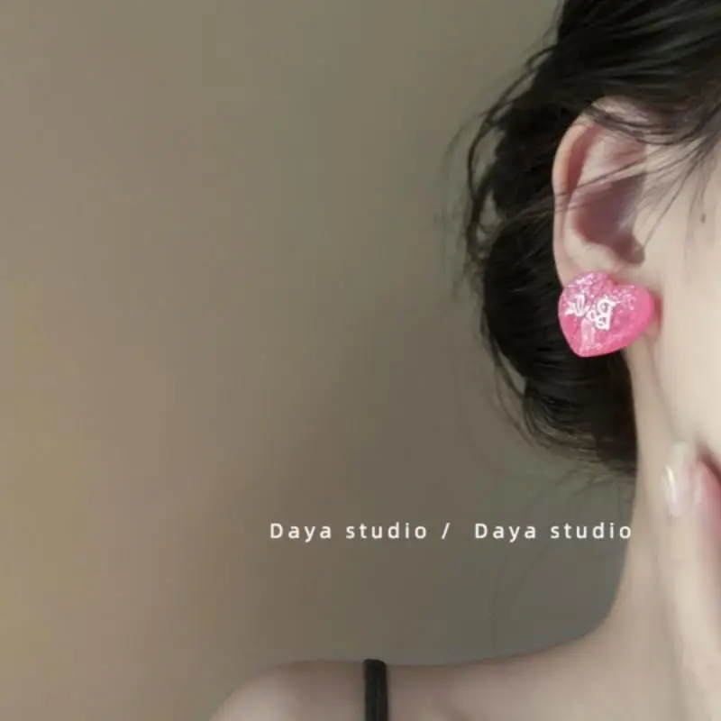 Miniso Series Barbie 925 Sterling Silver Earrings Ear Clip Y2K Girl Pink Kawaii Accessories Fashion Retro Eardrop Girls Gifts