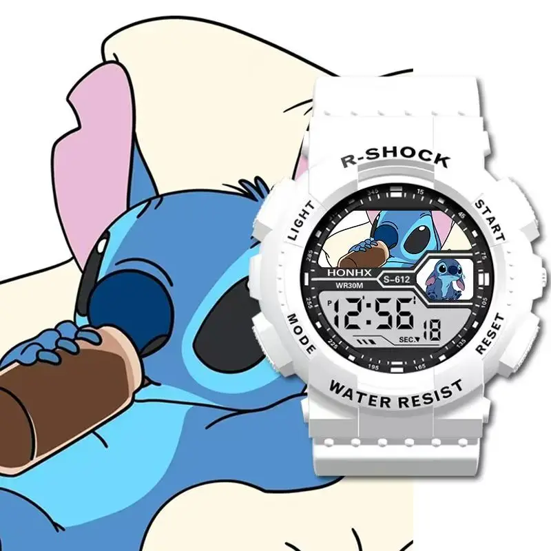 

New Fashion Interstellar Baby Stitch Outdoor Sports Watch Multi functional Electronic Waterproof Night Light Digital Watch