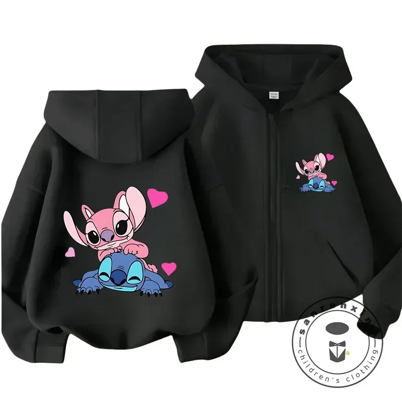 Disney Stitch Kawaii Printed Children\'s Clothing 3 14 Years Old Boys and Girls Clothing Street Casual Sports Warm Soft Hoodie