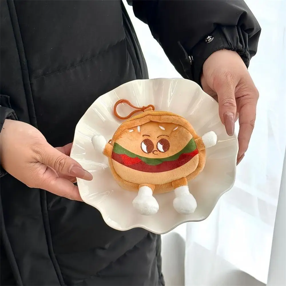 Cartoon Schattige Pluche Speelgoed Voor Kinderen Kinderen Creatieve Hamburger Portemonnee Kawaii Rits Portemonnee