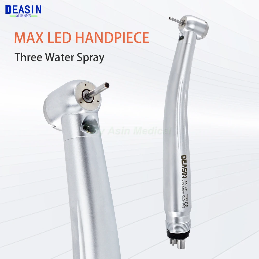 LED E-generator Dental High Speed Handpiece Air Turbine Push Button MAX 2/4Holes Cartirdge Rotor Triple Water Spray