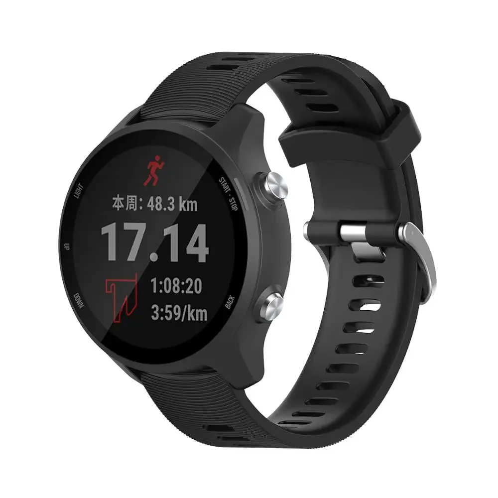 Para garmin 245 cinta botão oficial pulseira de relógio de silicone pulseira esportiva para forerunner 245m/645/vivoactive 3/venu/venu sq pulseira