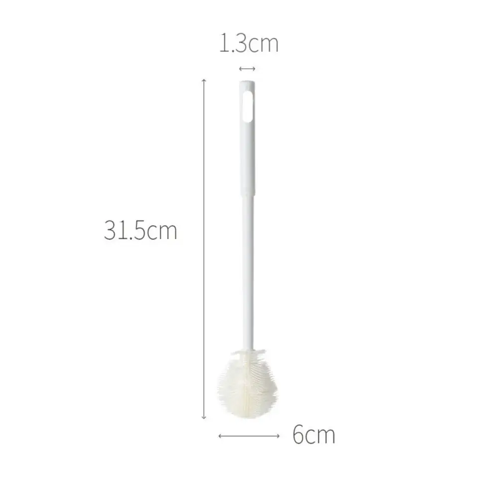 New Silicone Cup Brush Folding Brush Head White Cup Scrubber Long Handle Kitchen Cleaning Tool Wineglass Bottle