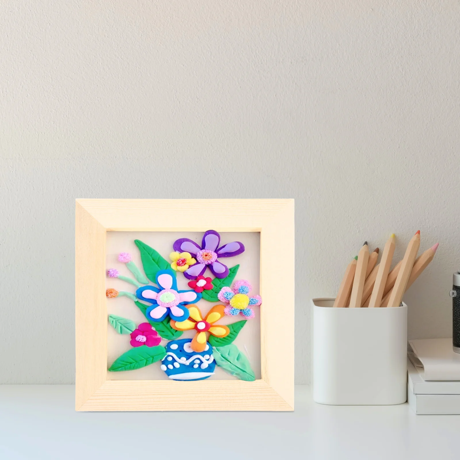 

6pcs Wood Picture Frames 12x12cm DIY Paintable Unfinished Clay Photo Frame Home Decor Art Supplies