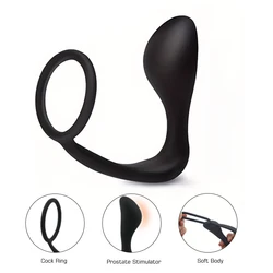 Silicone Prostate Massager Stimulator Anal Plug With Cock Penins Ring Sex Toys Shop for Man Gay Adult Goods Products Tooys Men