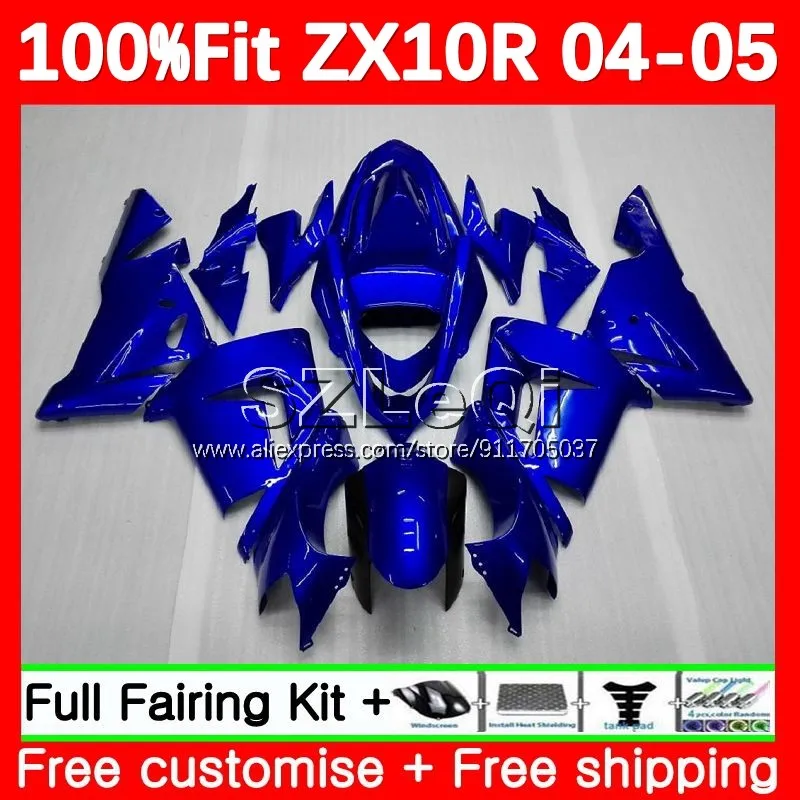 Body + Decal For KAWASAKI NINJA ZX 1000 CC 10 R ZX1000 10R Glossy blue 108No.12 ZX10R 04 05 ZX-10R 2004 2005 Injection Fairing