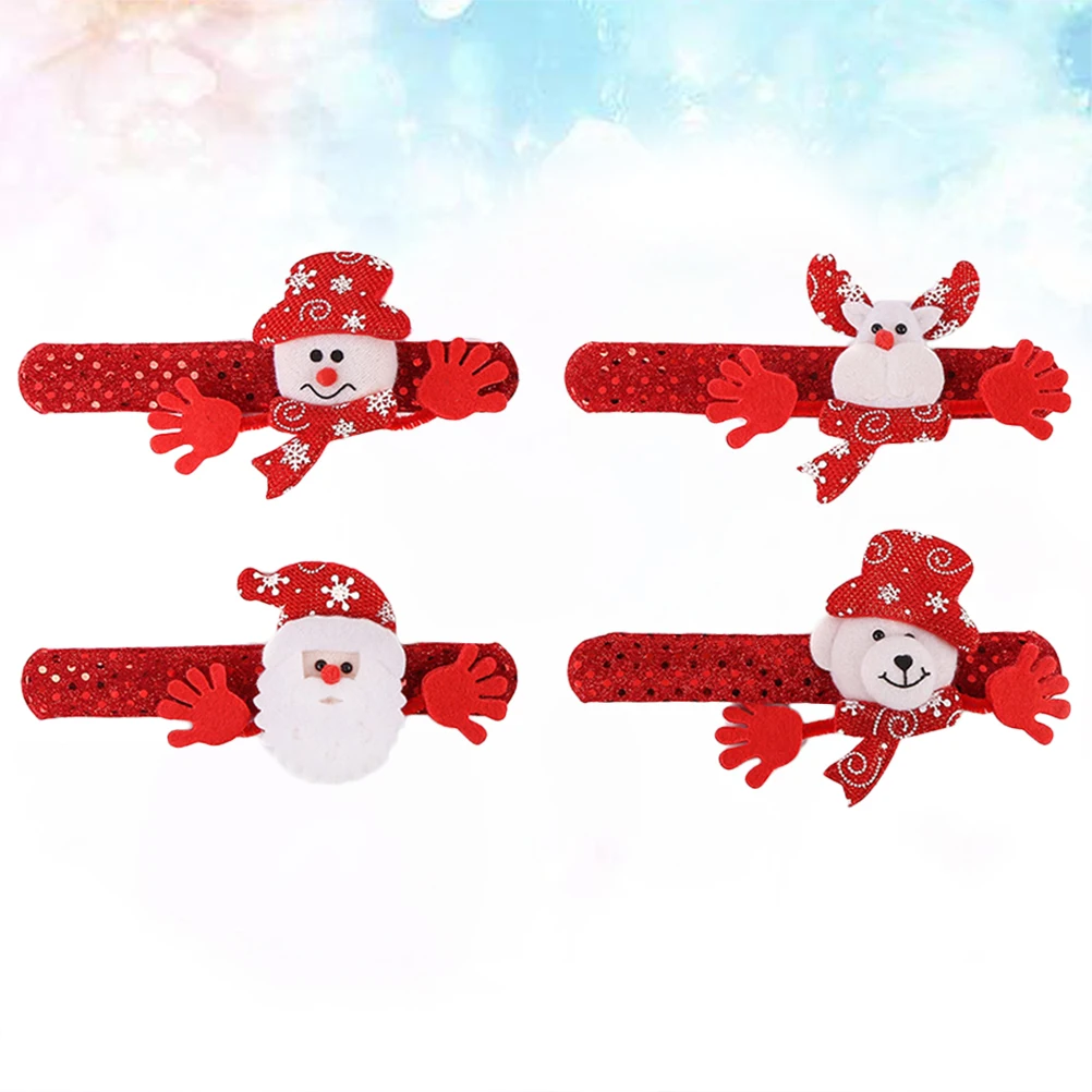 

12 PCS Christmas Bracelet Accessories Bracelets Slap for Kids Wristbands Snap Child